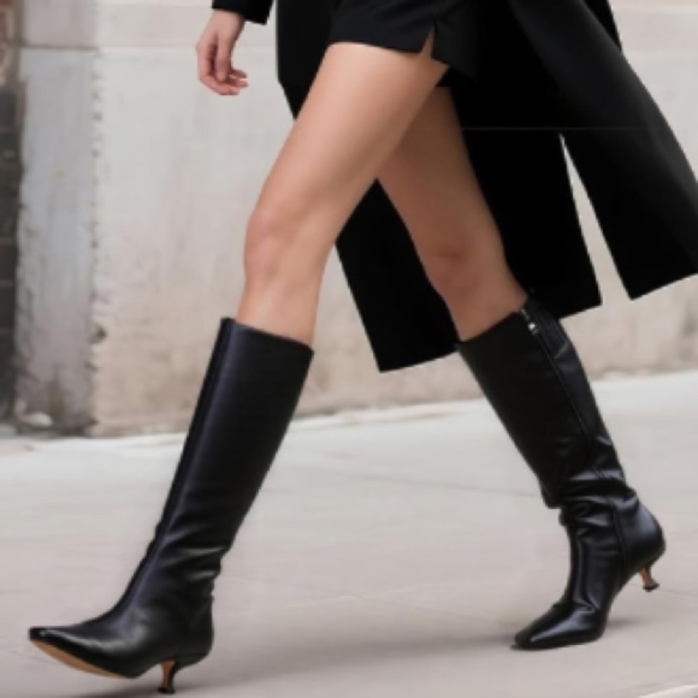 NEW Black Kitten Heel Boots - Picture 6 of 7